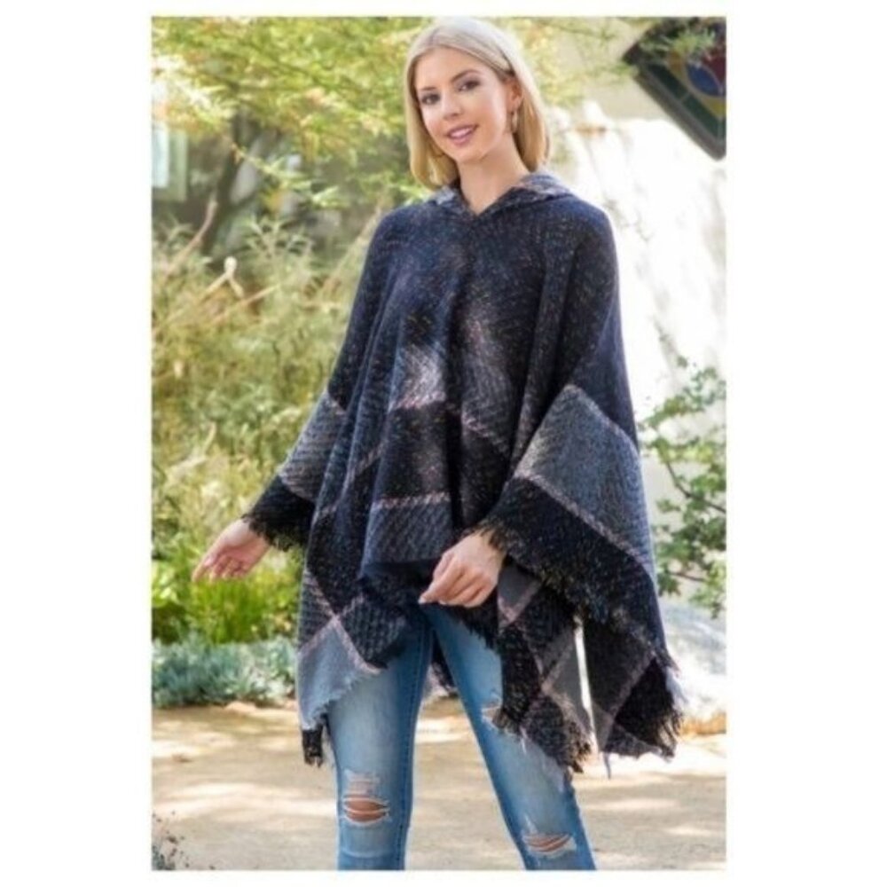 ❌SOLD✨HP ✨PLAID HOODED RUANA PONCHO-ONE SIZE-NEW- - Picture 2 of 7